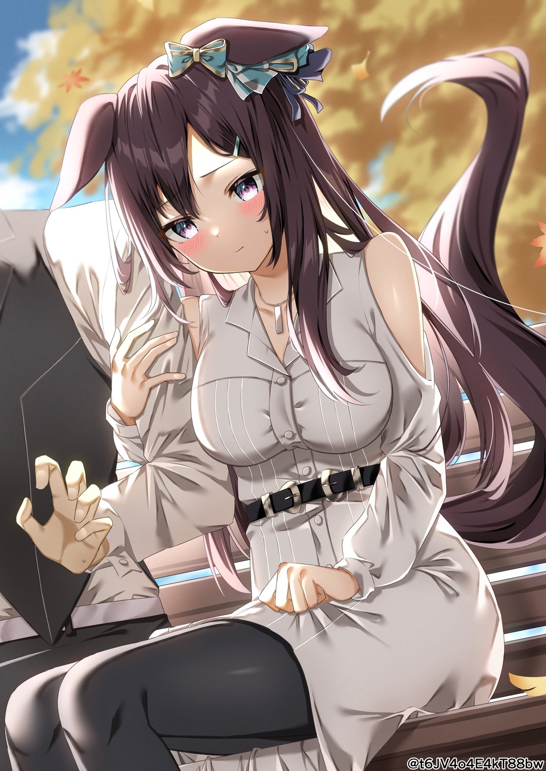 animal_ears, dress, mejiro_dober_(umamusume), pantyhose, tail, uma_musume_pretty_derby, yamano_rokamizu