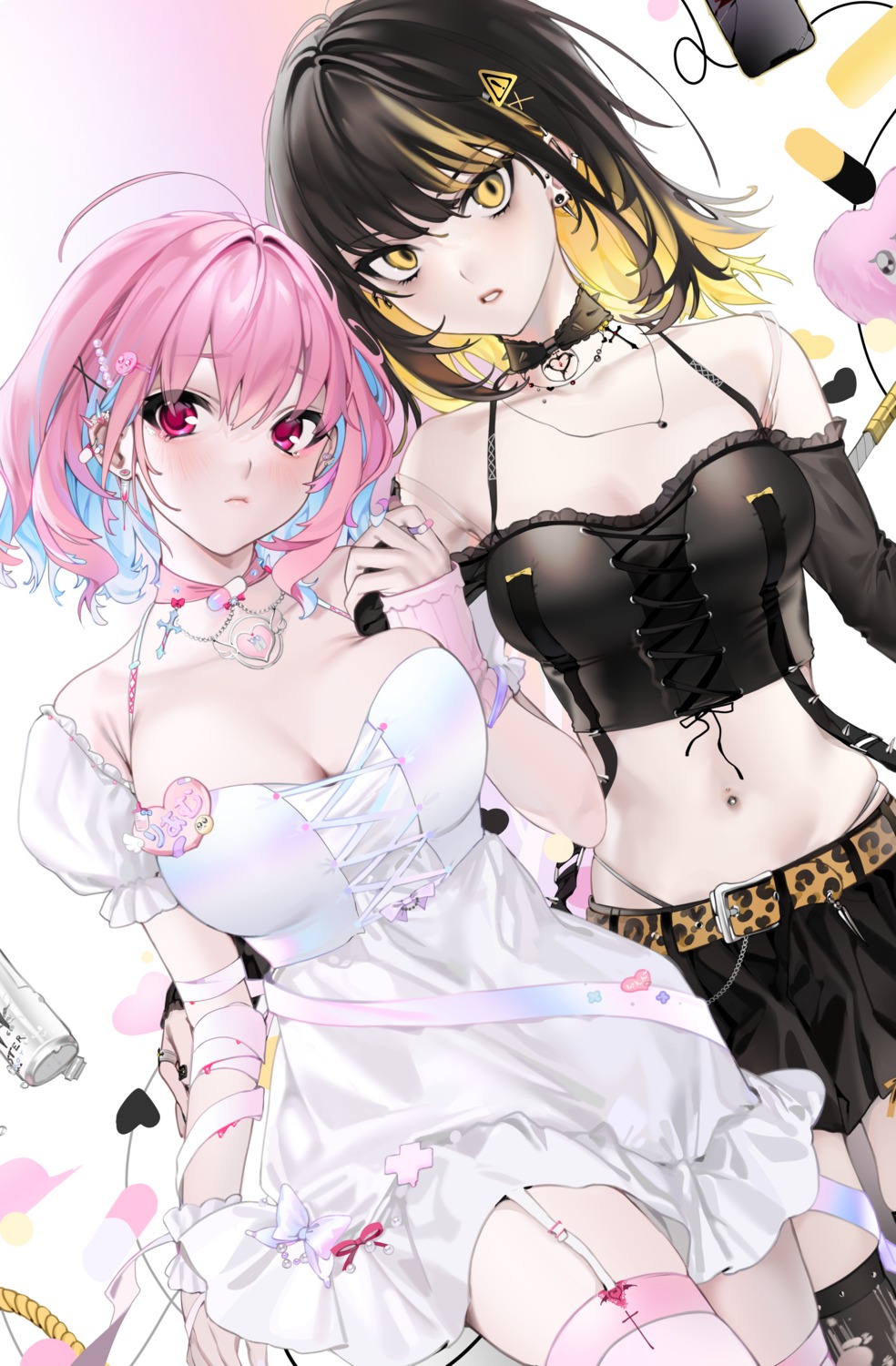 bandages, cleavage, dress, ikaruga_luca, no_bra, pantsu, stockings, the_idolm@ster