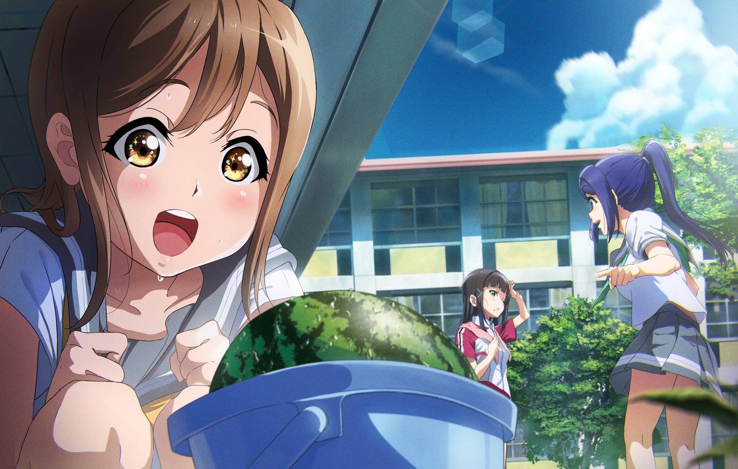 0364p, gym_uniform, kunikida_hanamaru, kurosawa_dia, love_live!_(series), love_live!_sunshine!!, matsuura_kanan, seifuku