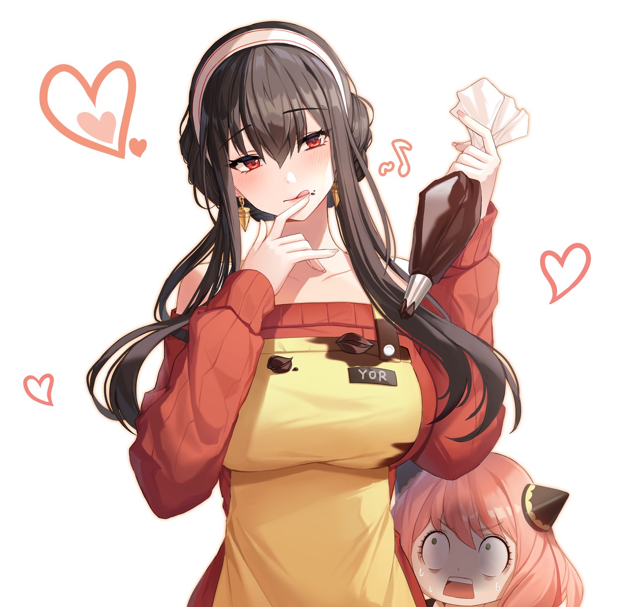 anya_forger, cream, dress, ppeach, spy_x_family, sweater, yor_briar