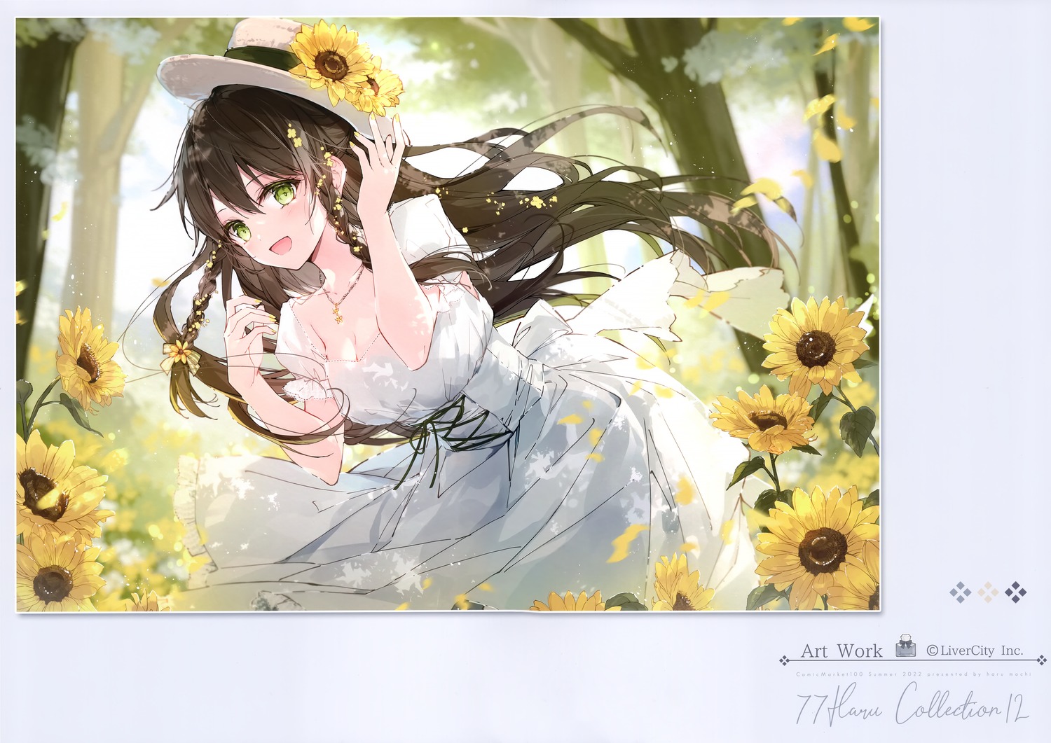 dress, ekouji_ruri, emori_miku_project, haru_mochi, mochizuki_shiina, no_bra, skirt_lift, summer_dress