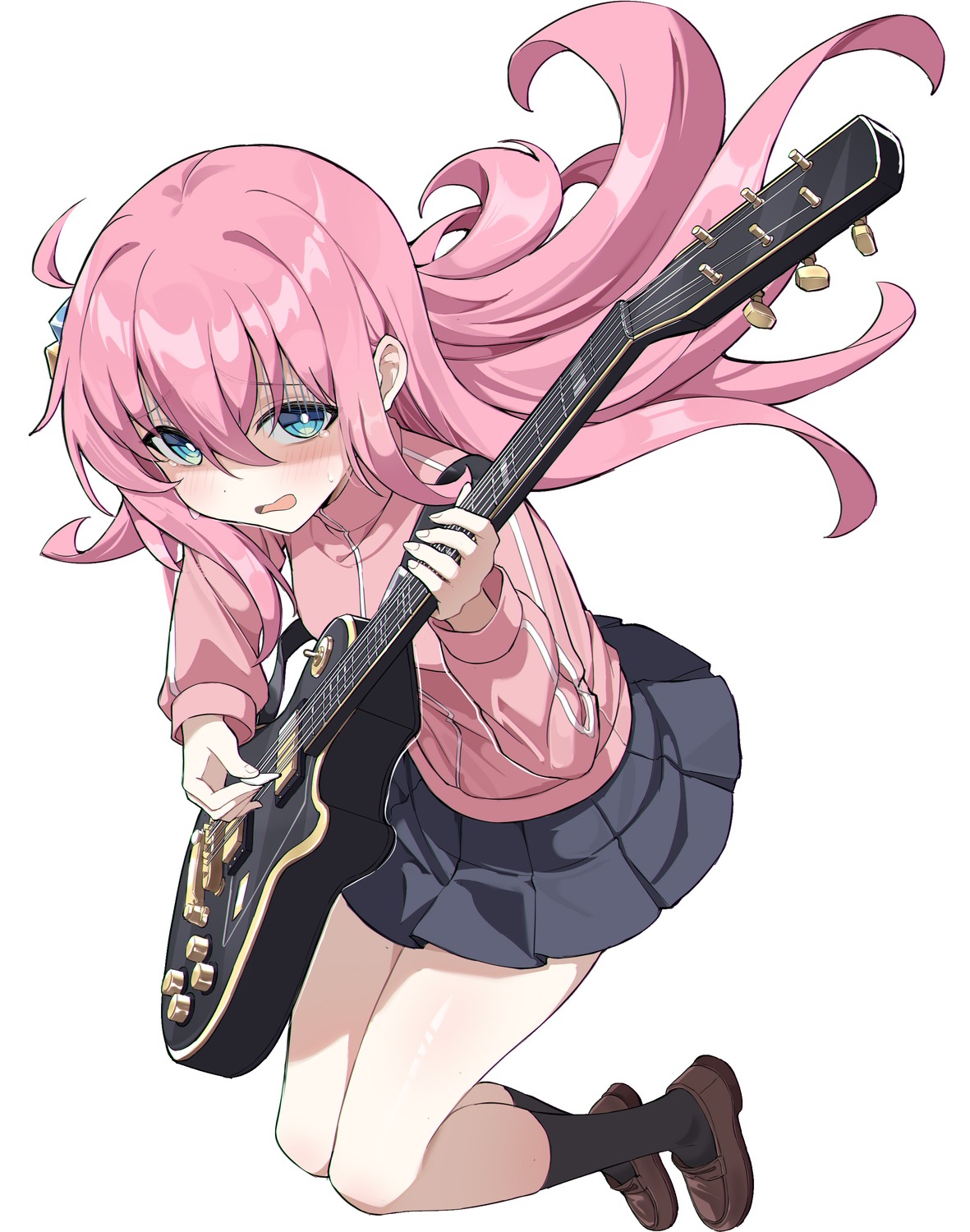 bocchi_the_rock!, gotou_hitori, guitar, gym_uniform, seifuku, tamago_(eva1314056)