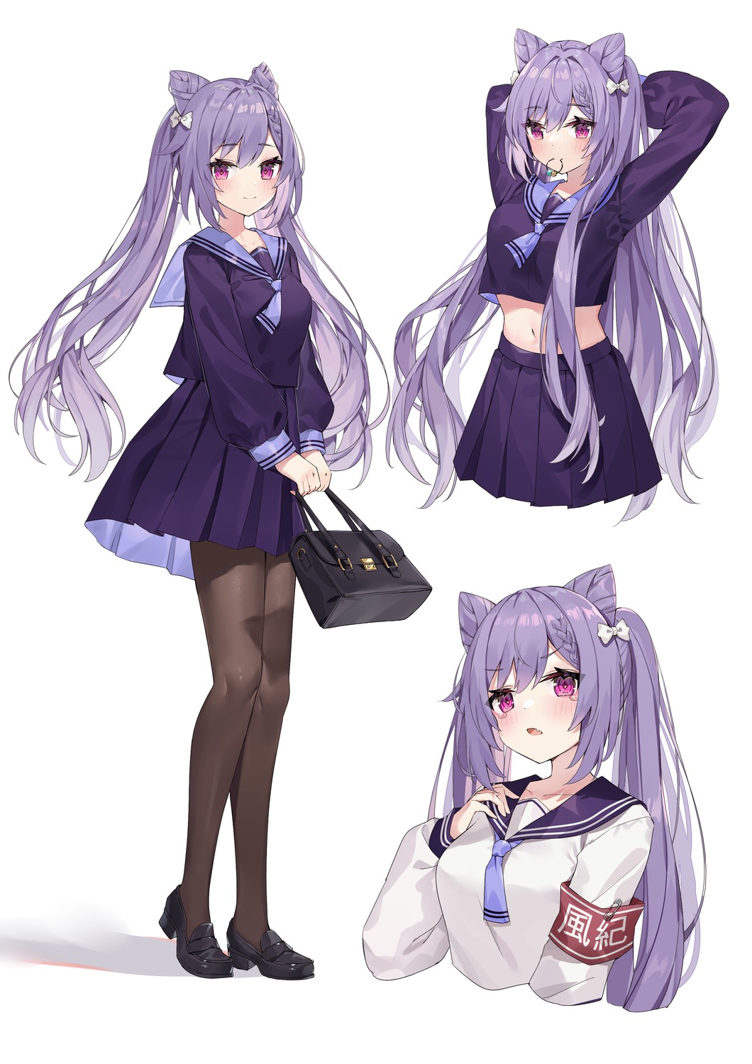 genshin_impact, keqing, pantyhose, seifuku, yuia