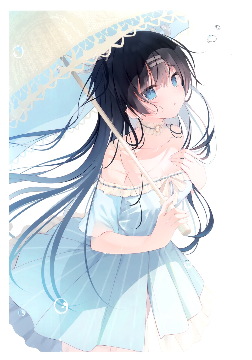dress, humuyun, nekone_cotton, no_bra, see_through, summer_dress, tsukune_(humuyun), umbrella