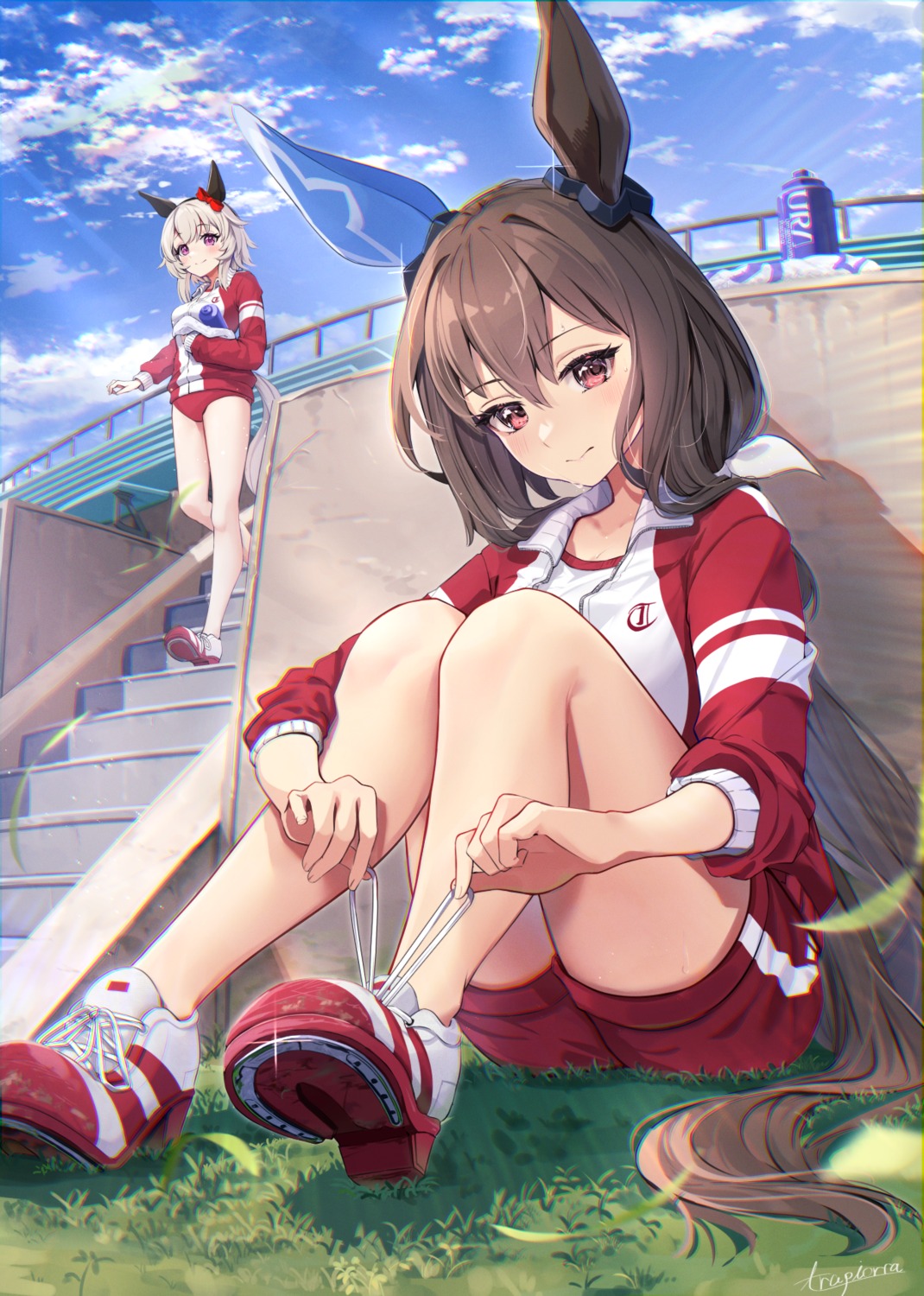 admire_vega_(umamusume), animal_ears, buruma, curren_chan_(umamusume), gym_uniform, tail, trapiorra, uma_musume_pretty_derby