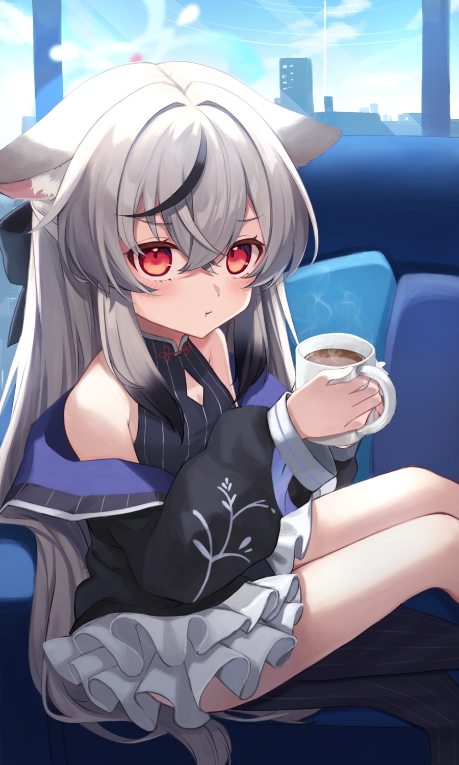 animal_ears, blue_archive, dress, nekomimi, squallea, sunohara_kokona