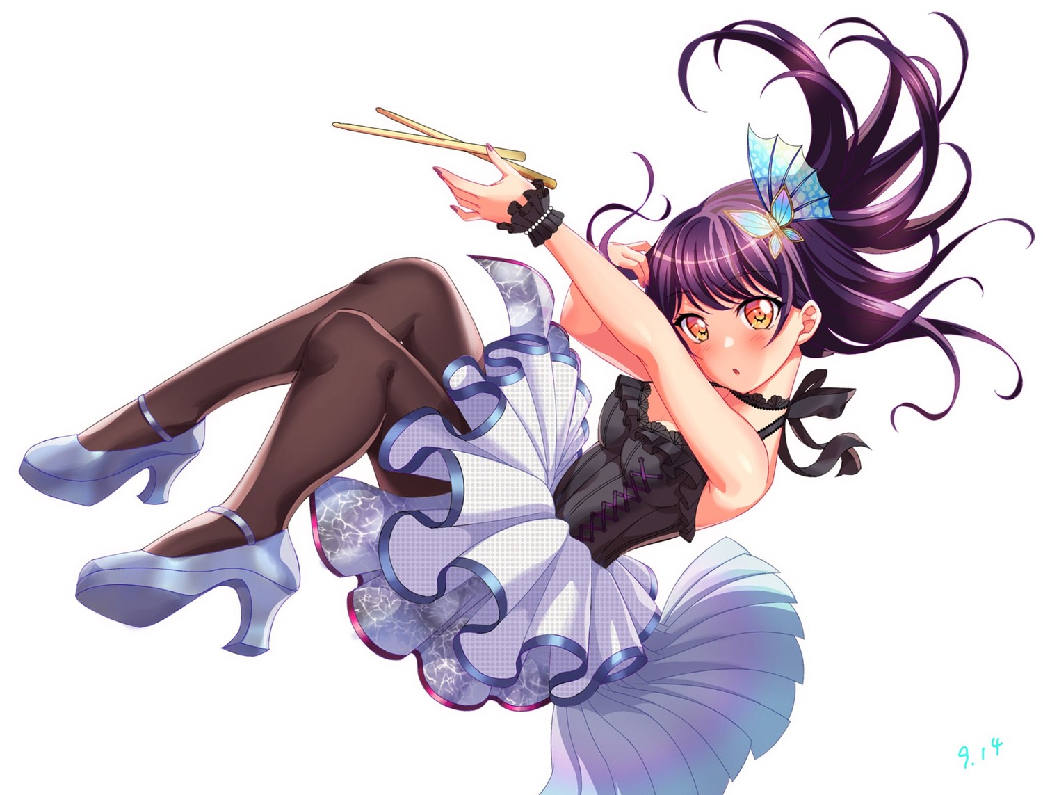 bang_dream!, bang_dream!_morfonication, futaba_tsukushi, heels, no_bra, pantyhose, tagme