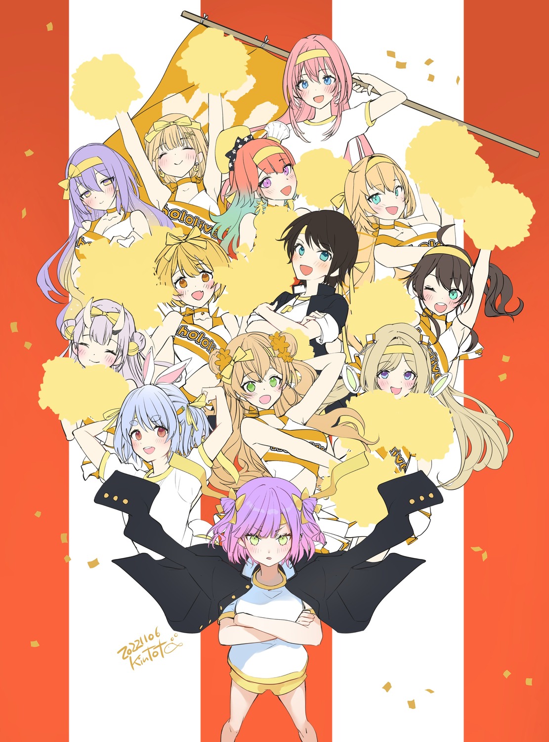 cheerleader, devil, gym_uniform, hololive, hololive_english, hololive_indonesia, horns, kintotomaturi