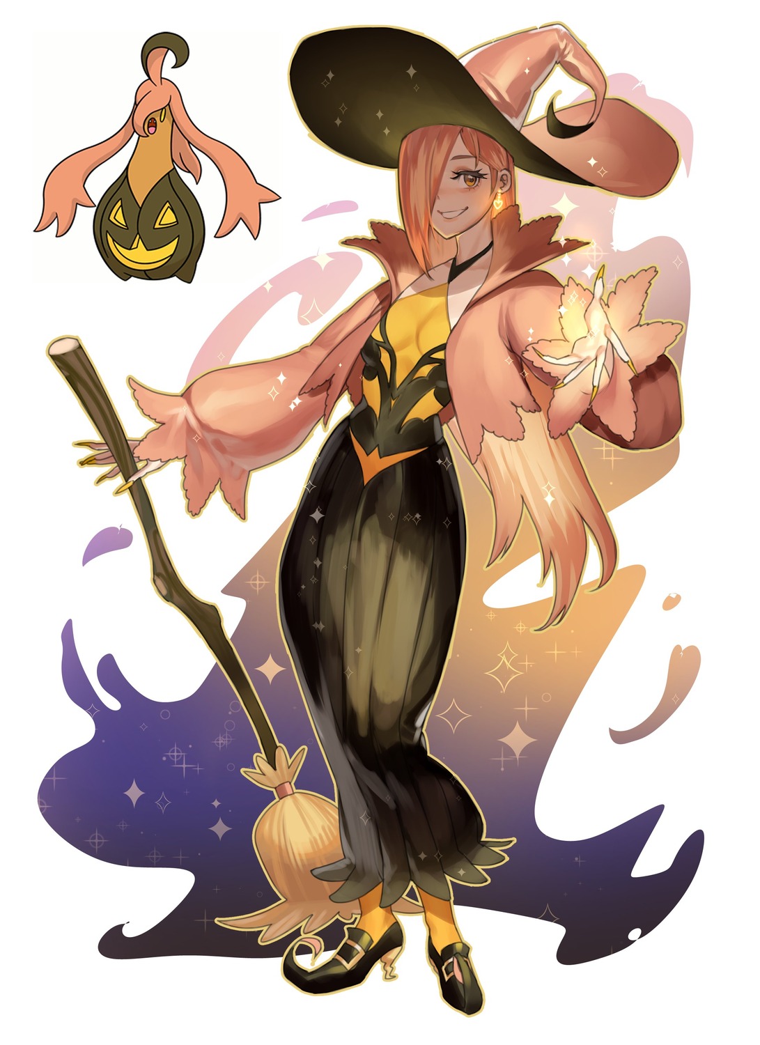 dress, gourgeist, halloween, hanny_(uirusu_chan), heels, pokemon, pokemon_xy, witch