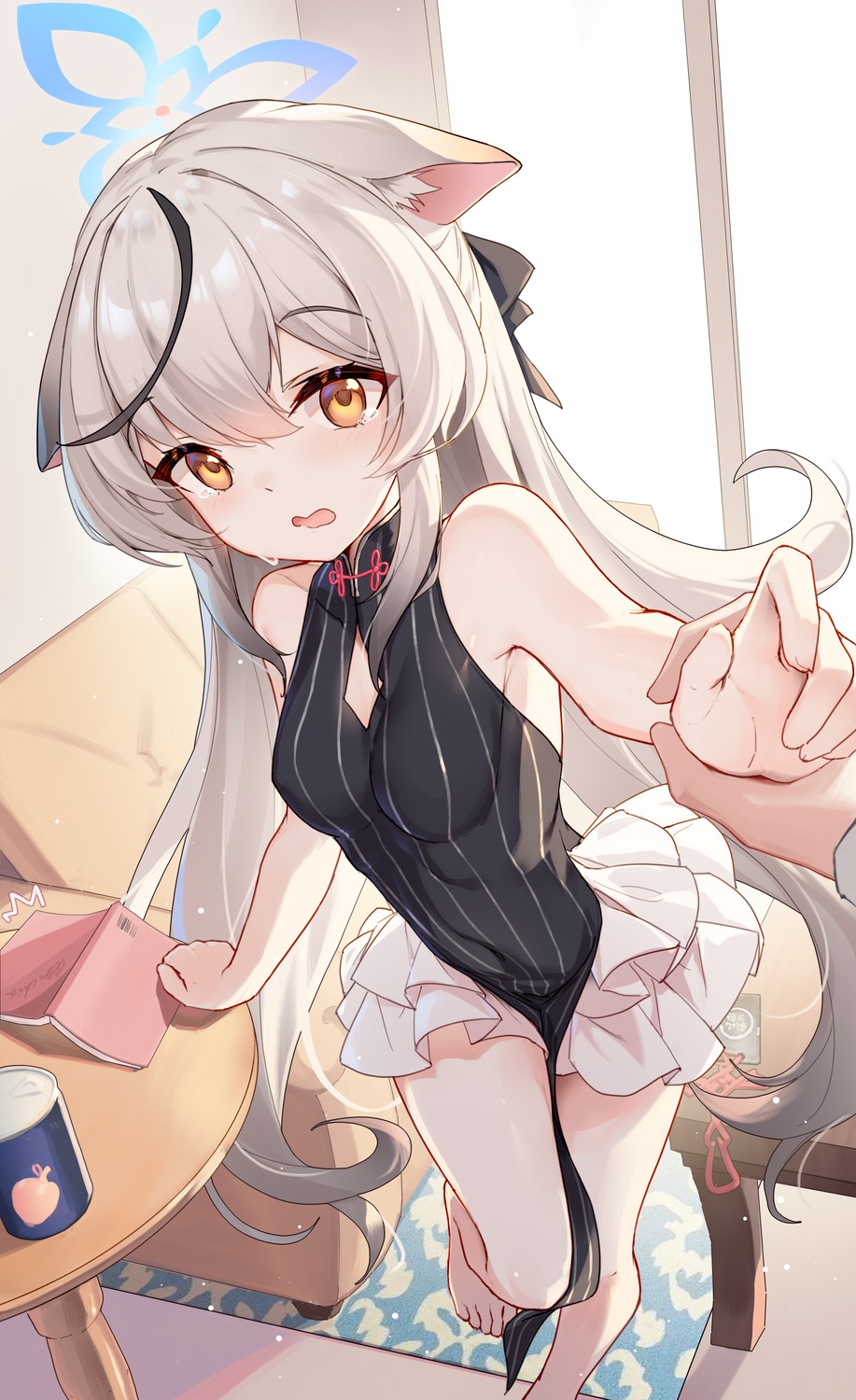 animal_ears, blue_archive, dress, halo, nekomimi, qianze_chia, sunohara_kokona