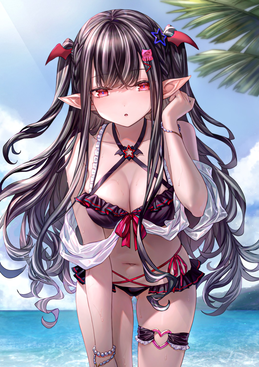 bikini, garter, leon_v, pointy_ears, swimsuits