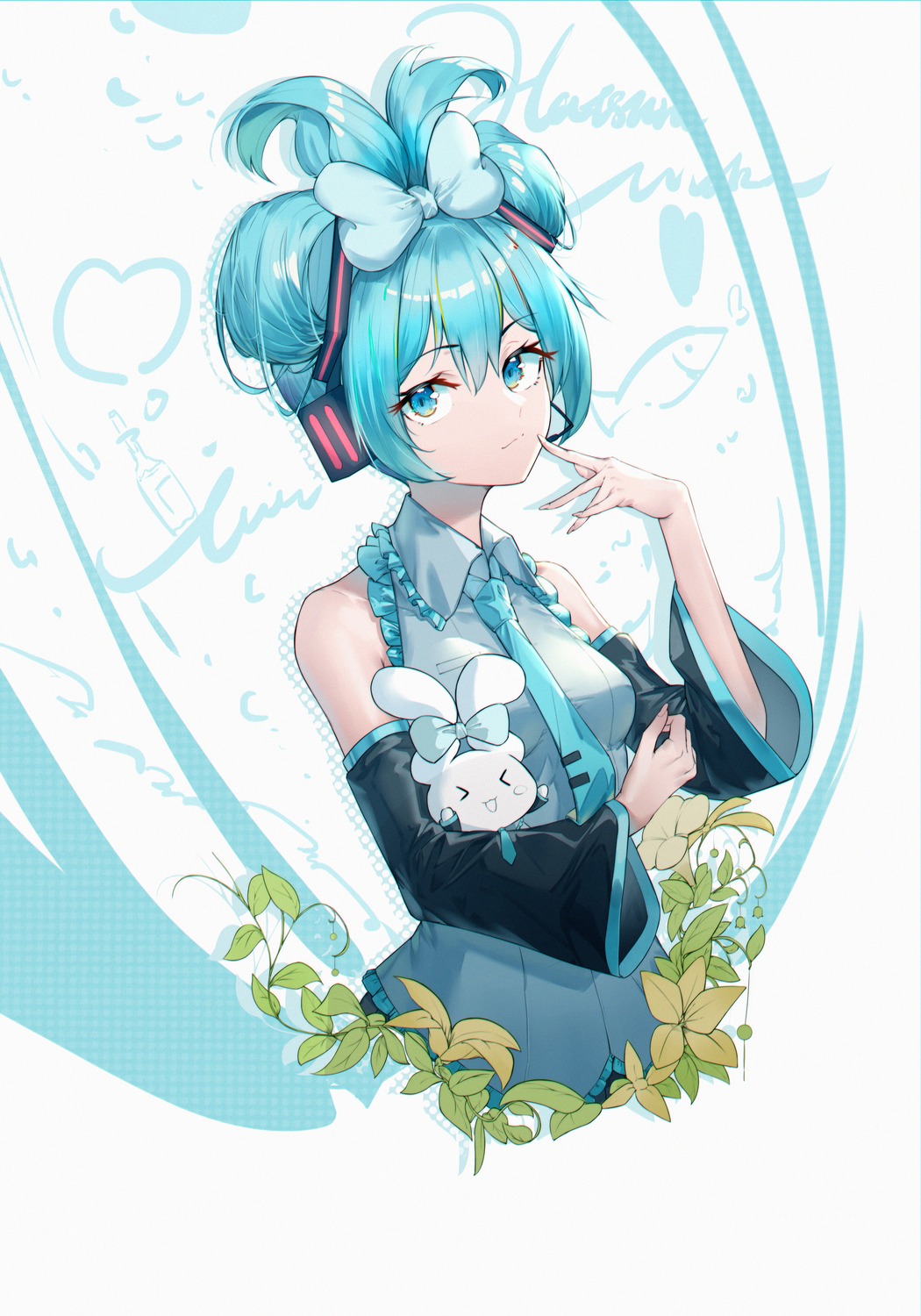 cinnamiku, cinnamoroll, crossover, hatsune_miku, headphones, rzx0, sanrio, vocaloid