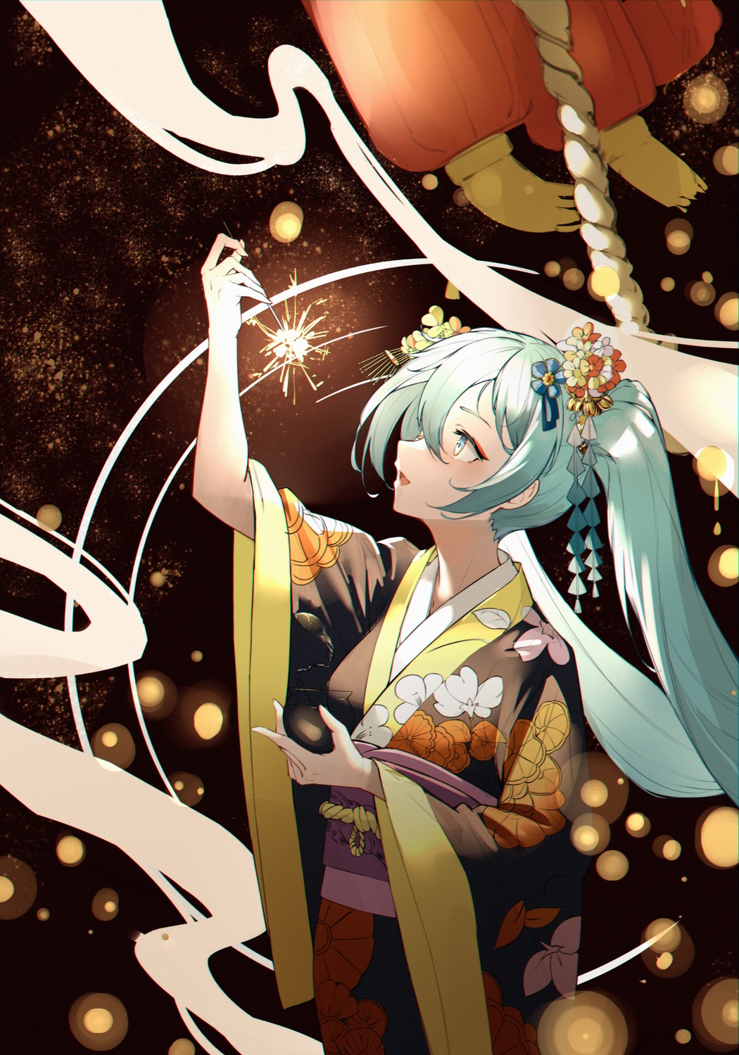 hatsune_miku, kimono, rzx0, vocaloid