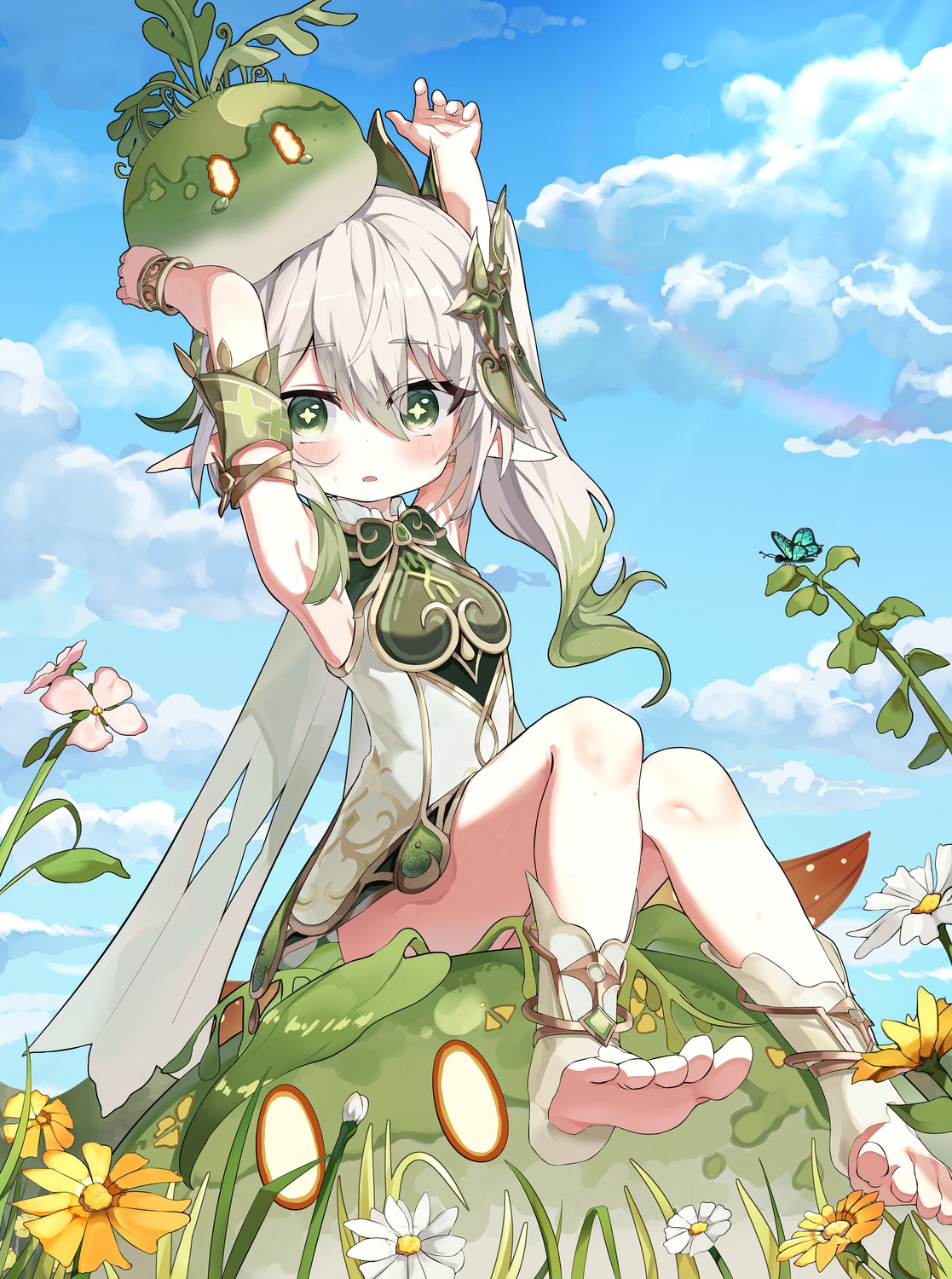 dress, feet, genshin_impact, gro_(lee145879), monster, nahida, pointy_ears