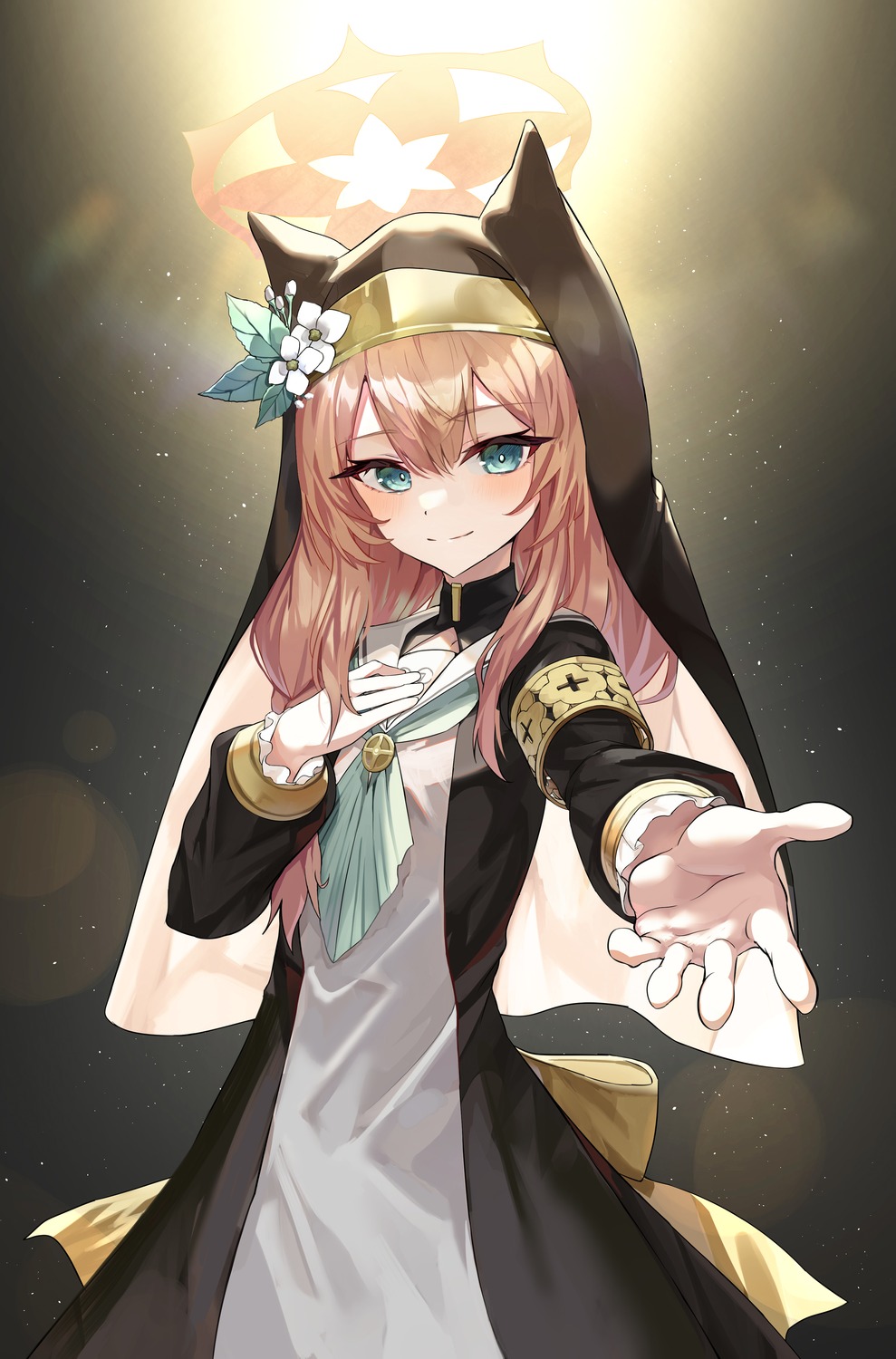 animal_ears, blue_archive, gro_(lee145879), halo, iochi_mari, nekomimi, nun