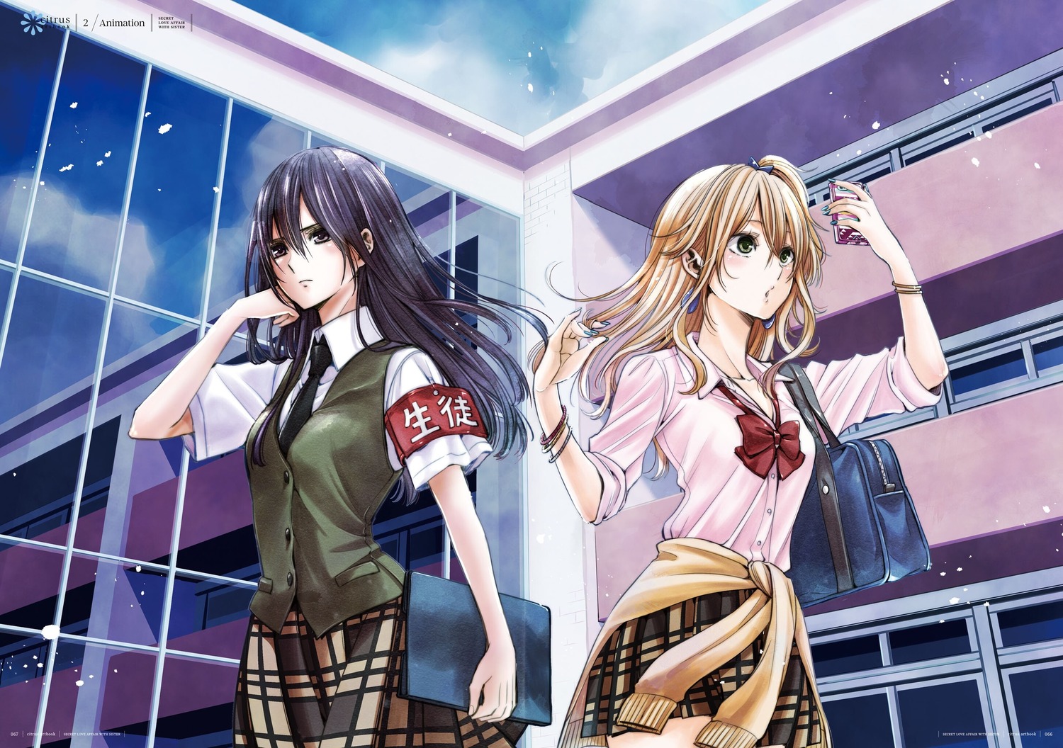 aihara_mei, aihara_yuzu_(citrus), citrus_(manga), saburouta, seifuku, sweater
