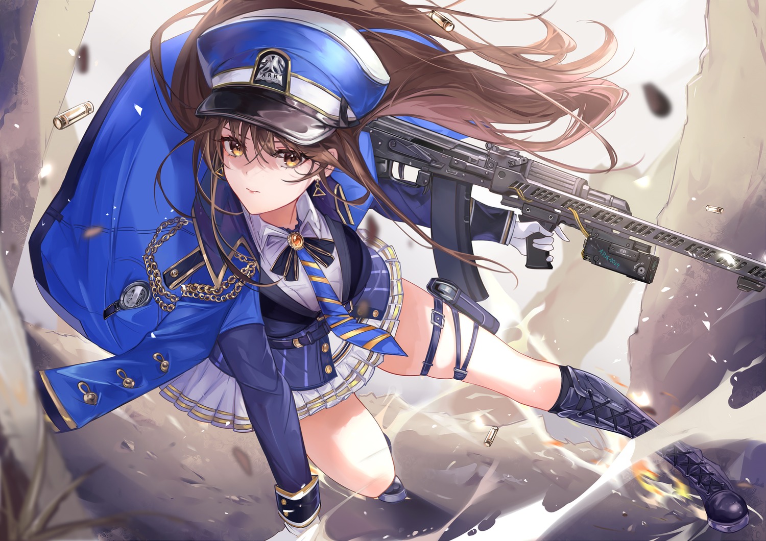 diesel_(nikke), garter, goddess_of_victory:_nikke, gun, uniform, vardan