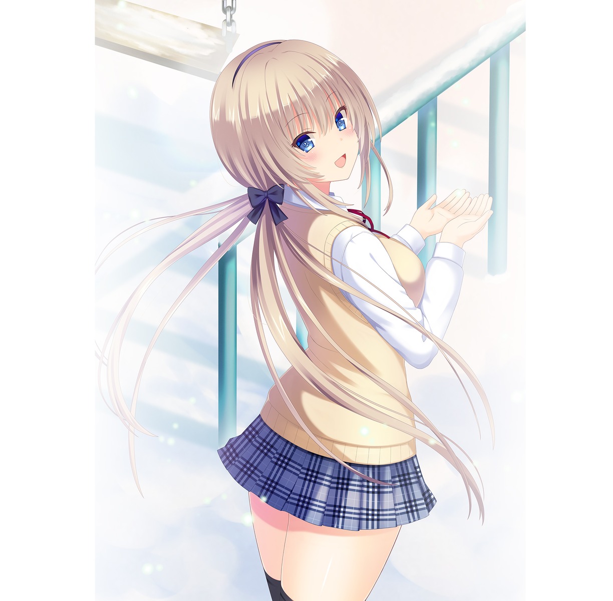 ass, nekonyan, prekano, seifuku, serizawa_chisa, sweater, thighhighs, tonari_ni_kanojo_no_iru_shiawase_~in_first_snow_with_her~