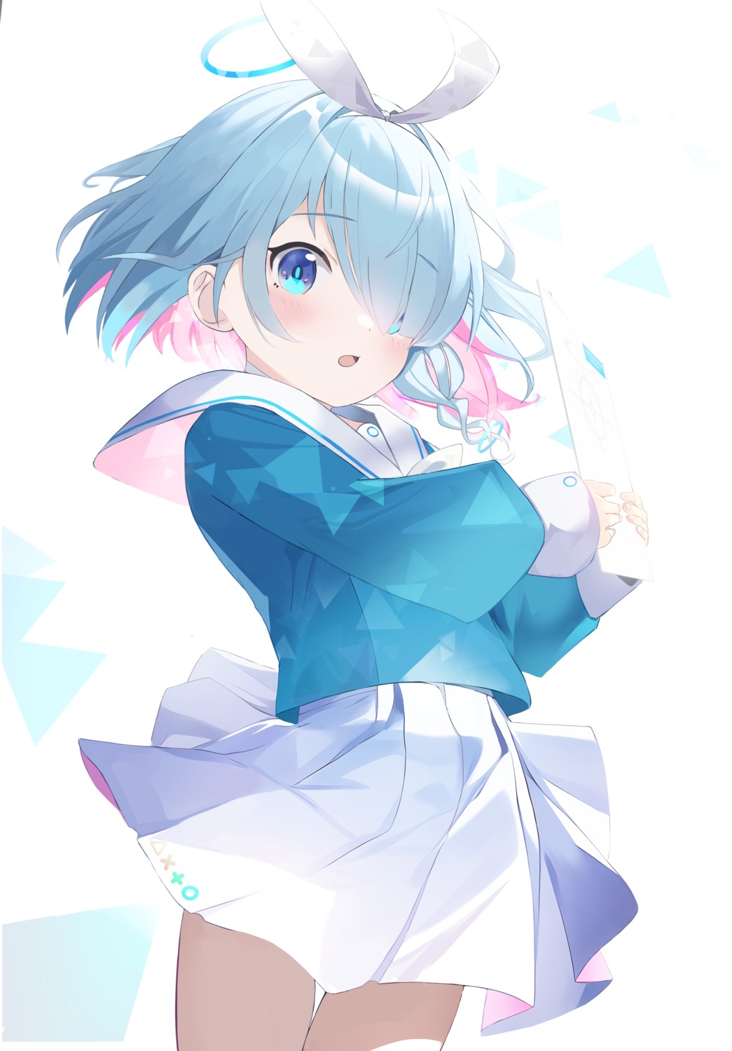 arona_(blue_archive), blue_archive, darudana, halo, seifuku, skirt_lift