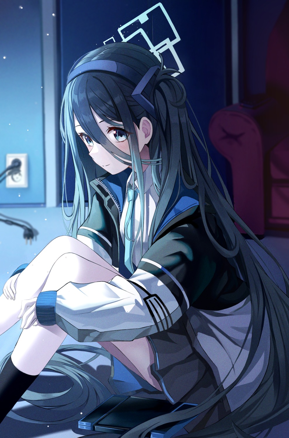 blue_archive, halo, seifuku, tendou_aris, watermelon_(subak_jelly)