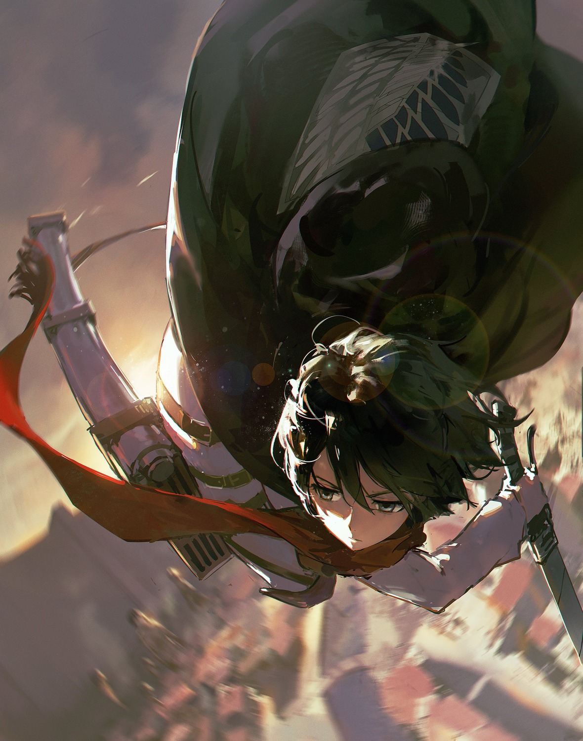 dinoartforame, garter, mikasa_ackerman, shingeki_no_kyojin, sword, uniform