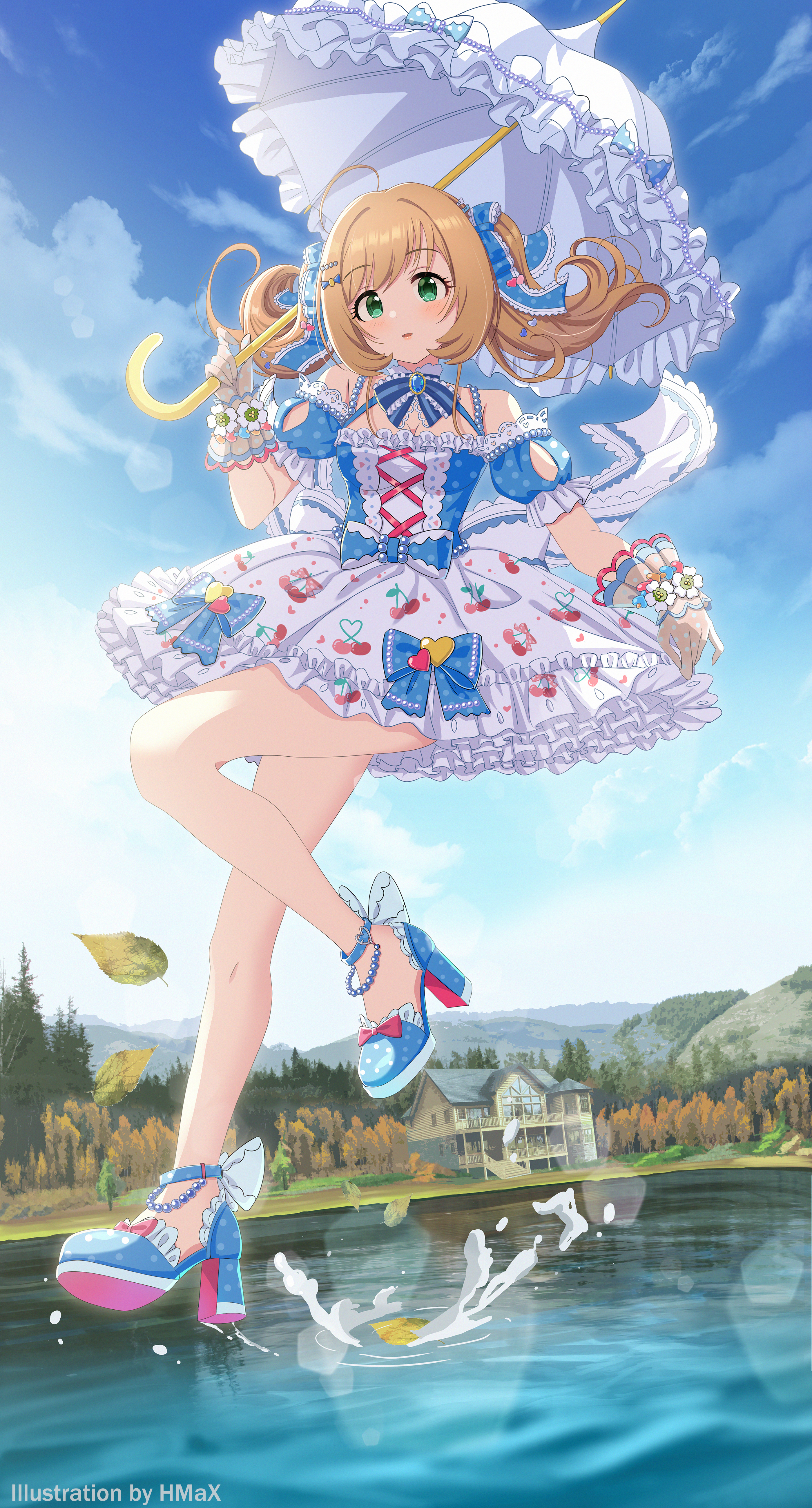 cleavage, dress, heels, hmax, lolita_fashion, satou_shin, skirt_lift, the_idolm@ster