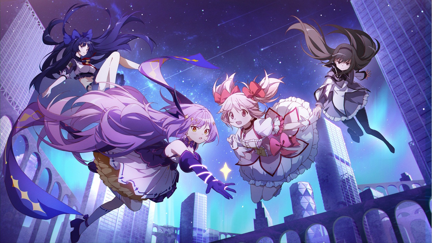 akemi_homura, benghuai_xueyuan, crossover, dress, heels, honkai_impact, kaname_madoka, mahou_shoujo_madoka_magica
