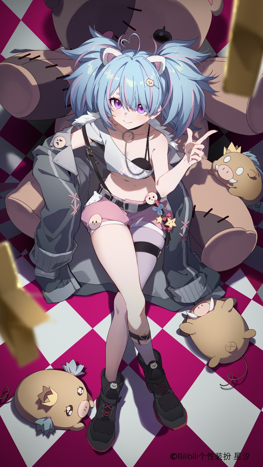 animal_ears, bra, garter, project_sp, slyvia, watermark, xingxi