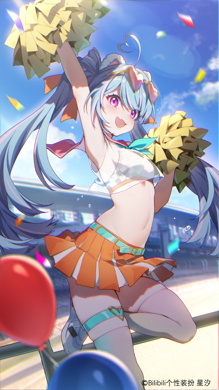 animal_ears, cheerleader, garter, megane, no_bra, project_sp, see_through, seifuku