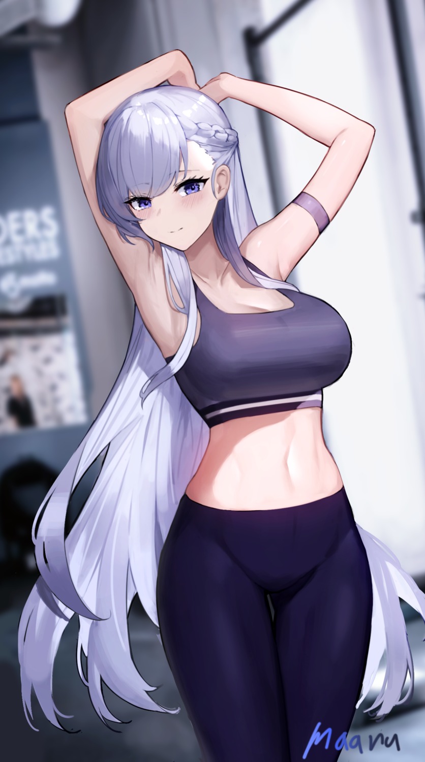 azur_lane, belfast_(azur_lane), gym_uniform, maanu