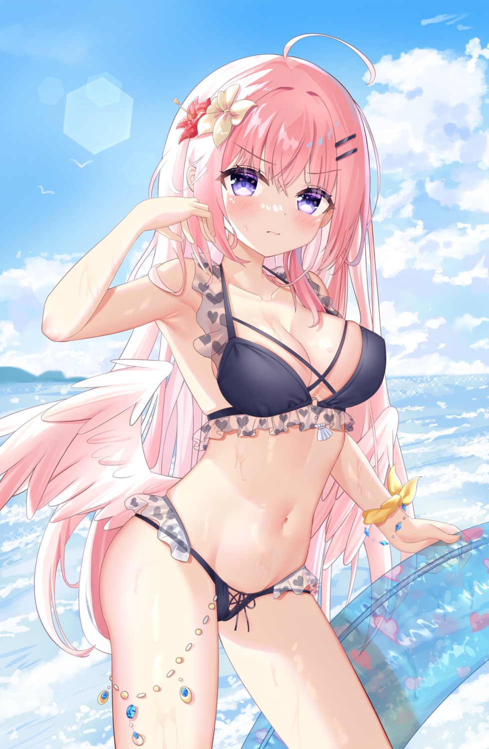 artist_revision, bikini, garter, hiyada_yuu, swimsuits, wings