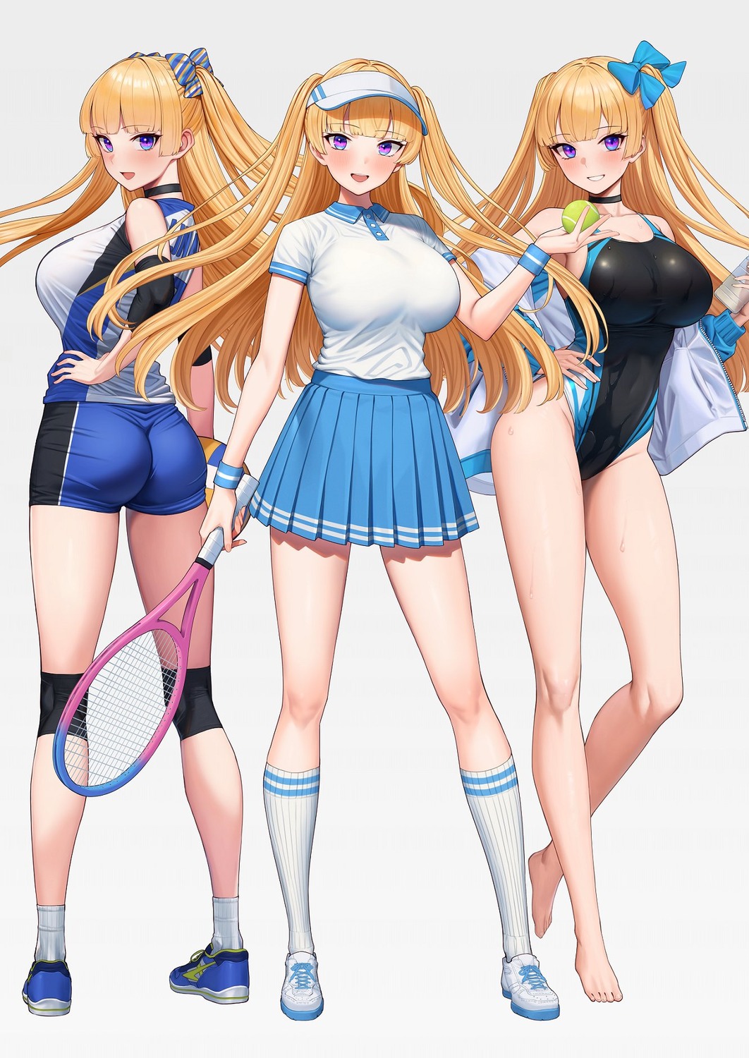 ass, gym_uniform, lina_bell_roll, michihasu, swimsuits, tennis, wet