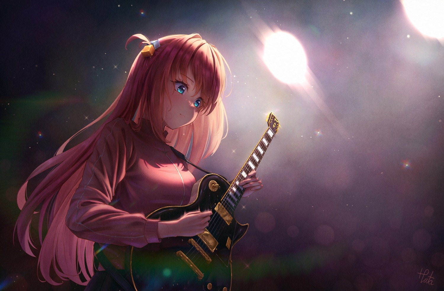 bocchi_the_rock!, gotou_hitori, guitar, gym_uniform, peeta, seifuku