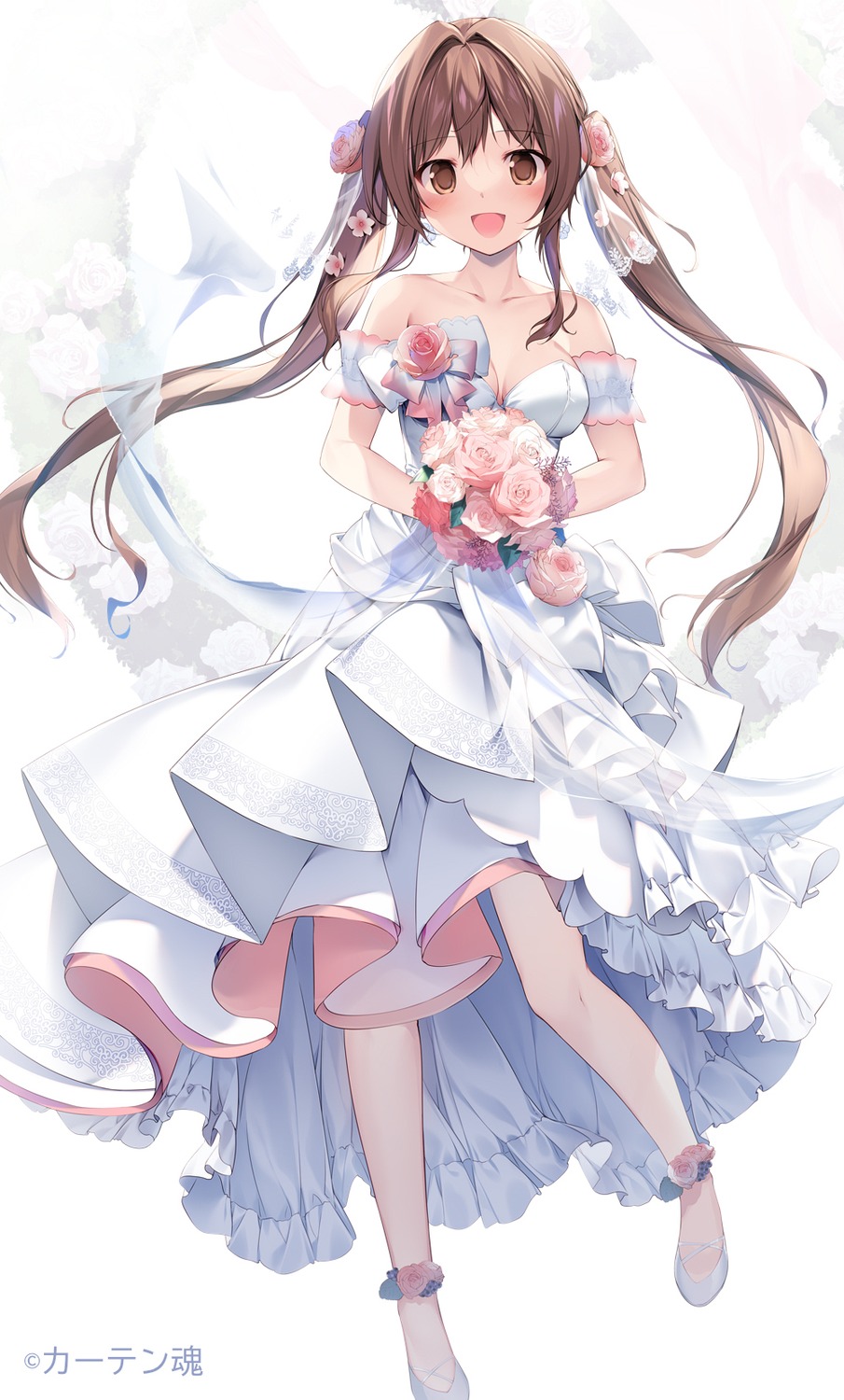 aomi_kanon, dress, karory, no_bra, wedding_dress