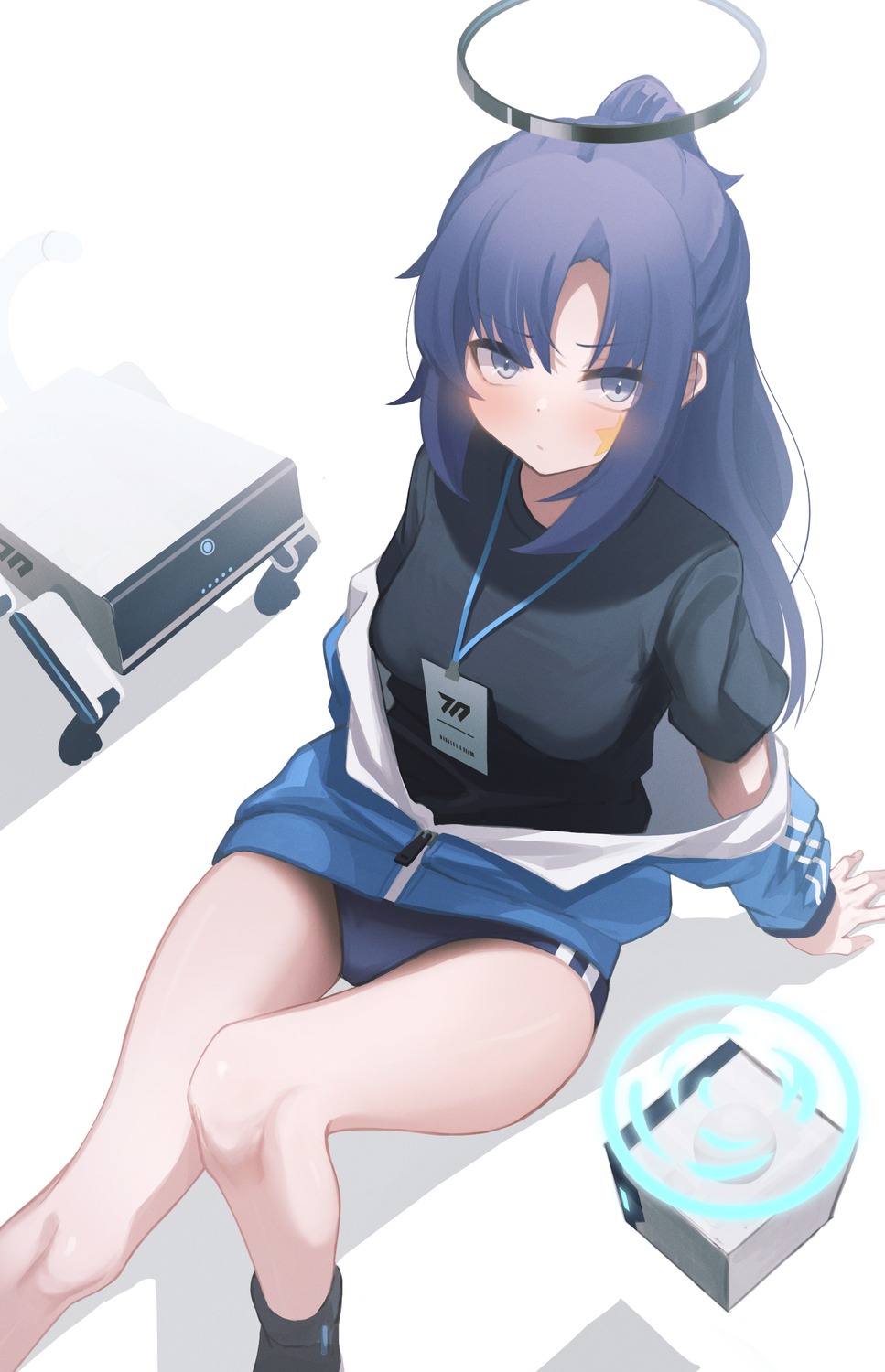 blue_archive, buruma, gym_uniform, halo, hayase_yuuka, tattoo, yako_mashiro