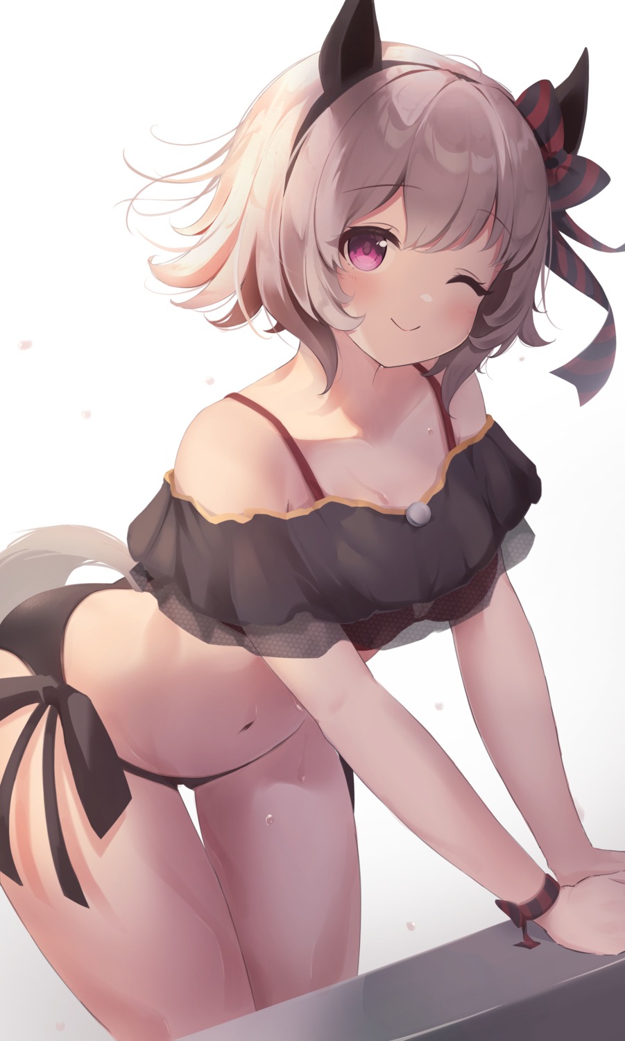 animal_ears, bikini, curren_chan_(umamusume), hazuki_lime, see_through, swimsuits, tail, uma_musume_pretty_derby