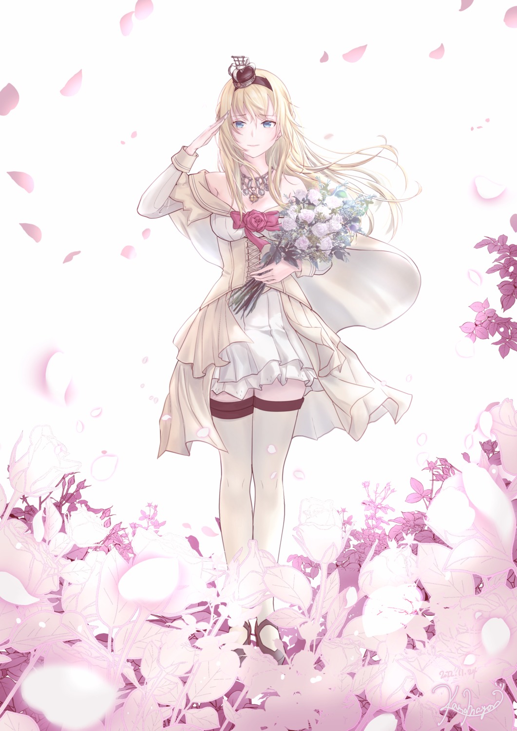 dress, kamo_mayor, kantai_collection, thighhighs, warspite_(kancolle)