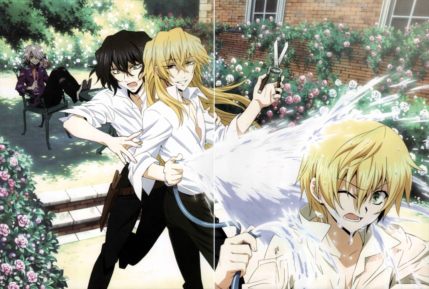 crease, emily_(pandora_hearts), gilbert_nightray, heterochromia, male, oz_vessalius, pandora_hearts, screening