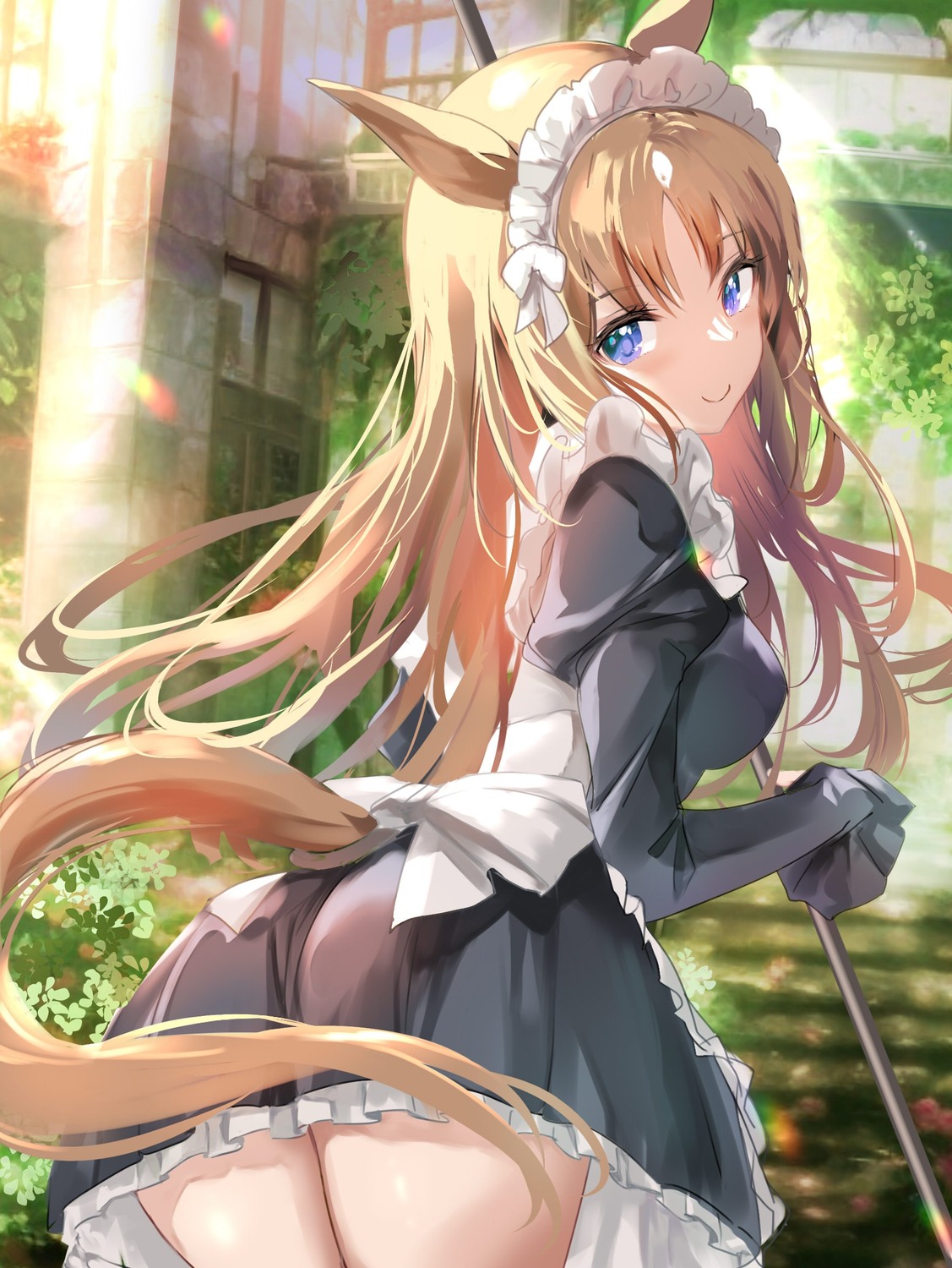 animal_ears, ass, grass_wonder_(umamusume), maid, tail, uma_musume_pretty_derby, uu-tan_(hushigi10)