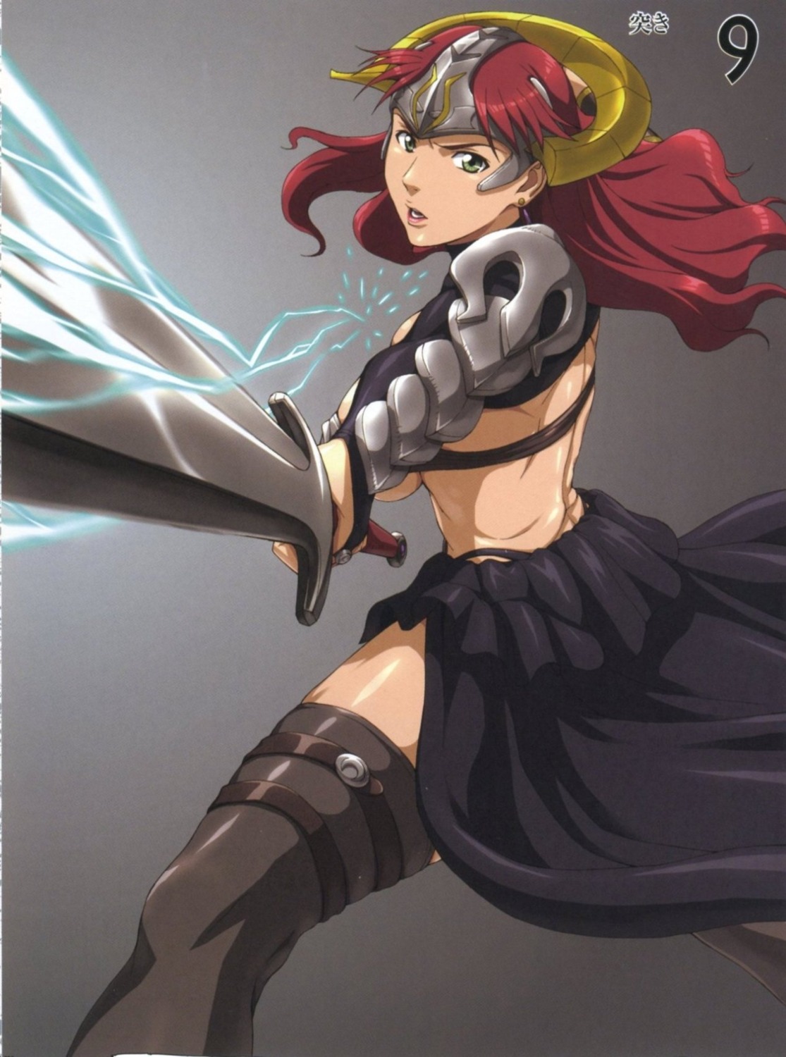 armor, claudette, nigou, queen's_blade, sword, thighhighs