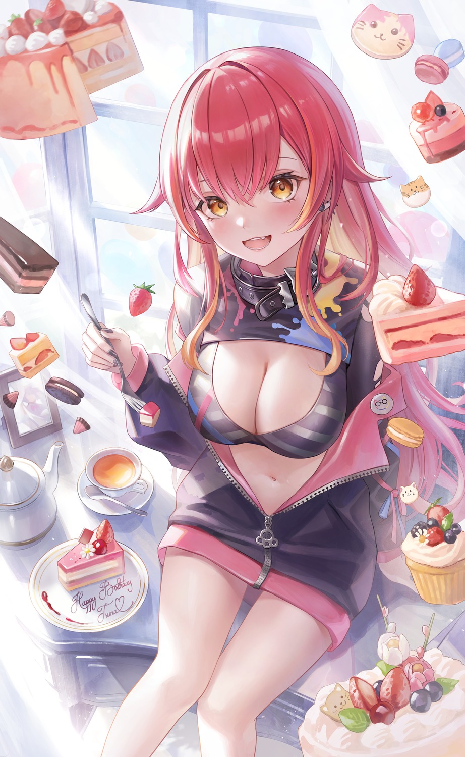bra, nekota_tsuna, open_shirt, torn_clothes, vspo!, yahiro_(heartseek000)