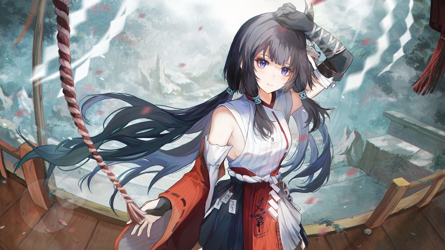 corpse_(pixiv), miko, no_bra, punishing:_gray_raven, selena_(punishing:_gray_raven), wallpaper