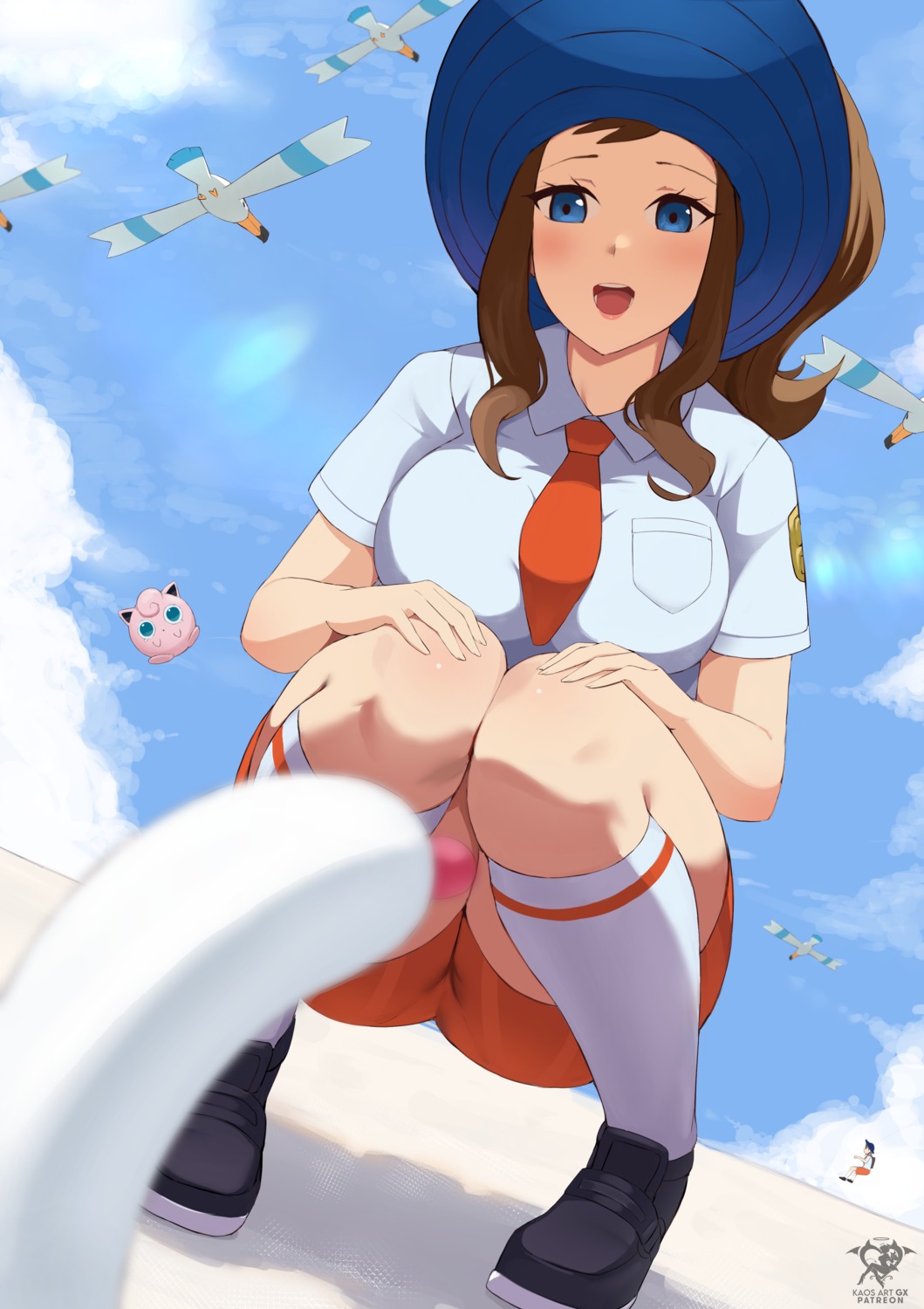 aoi_(pokemon), cosplay, jigglypuff, kaos_art, pokemon, pokemon_bw, pokemon_sv, seifuku, touko_(pokemon), wiglett, wingull