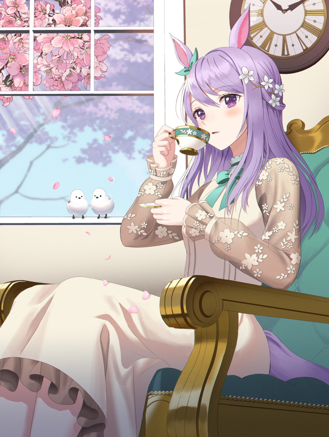 animal_ears, dress, hc_(razel1), mejiro_mcqueen_(umamusume), see_through, tail, uma_musume_pretty_derby