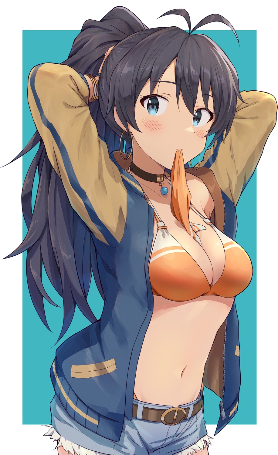 bikini, ganaha_hibiki, gym_uniform, open_shirt, shuucream_(syuichi), swimsuits, the_idolm@ster