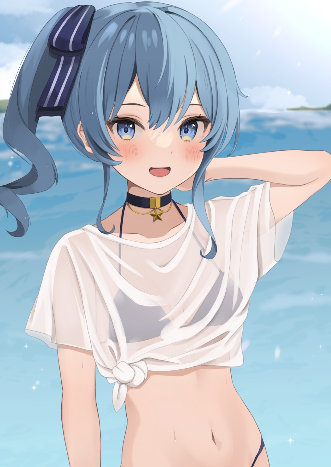 bikini, hanazawa_ma, hololive, hoshimachi_suisei, see_through, swimsuits, wet_clothes