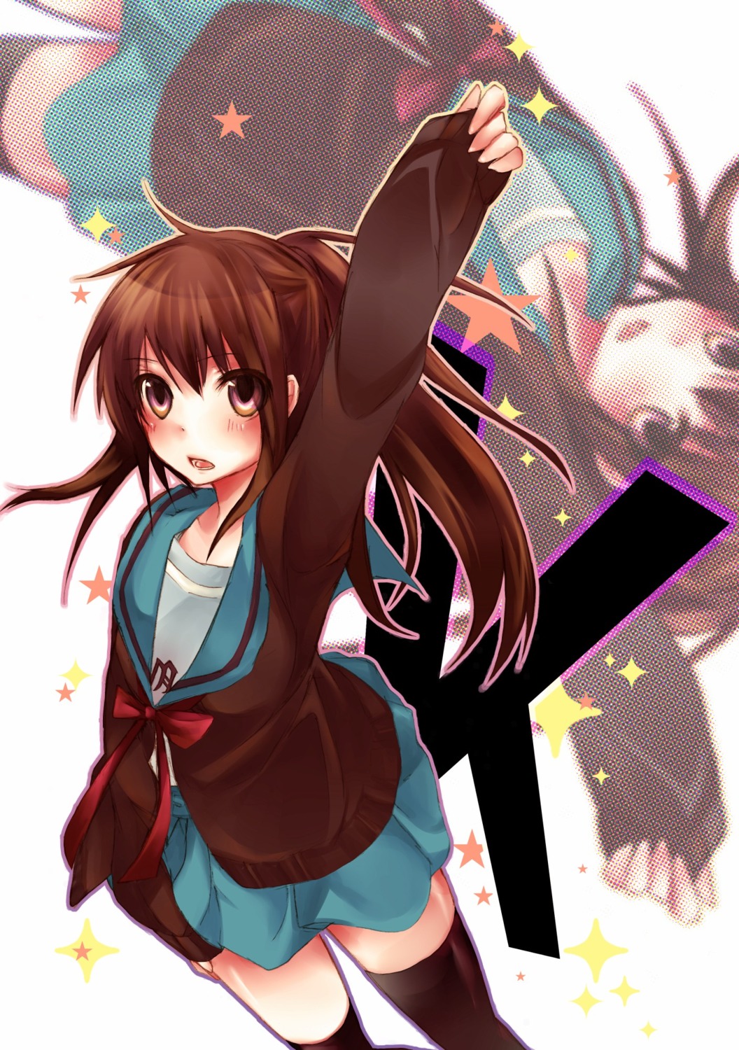genderswap, kyon, kyonko, sanada_nako, seifuku, suzumiya_haruhi_no_yuuutsu, thighhighs