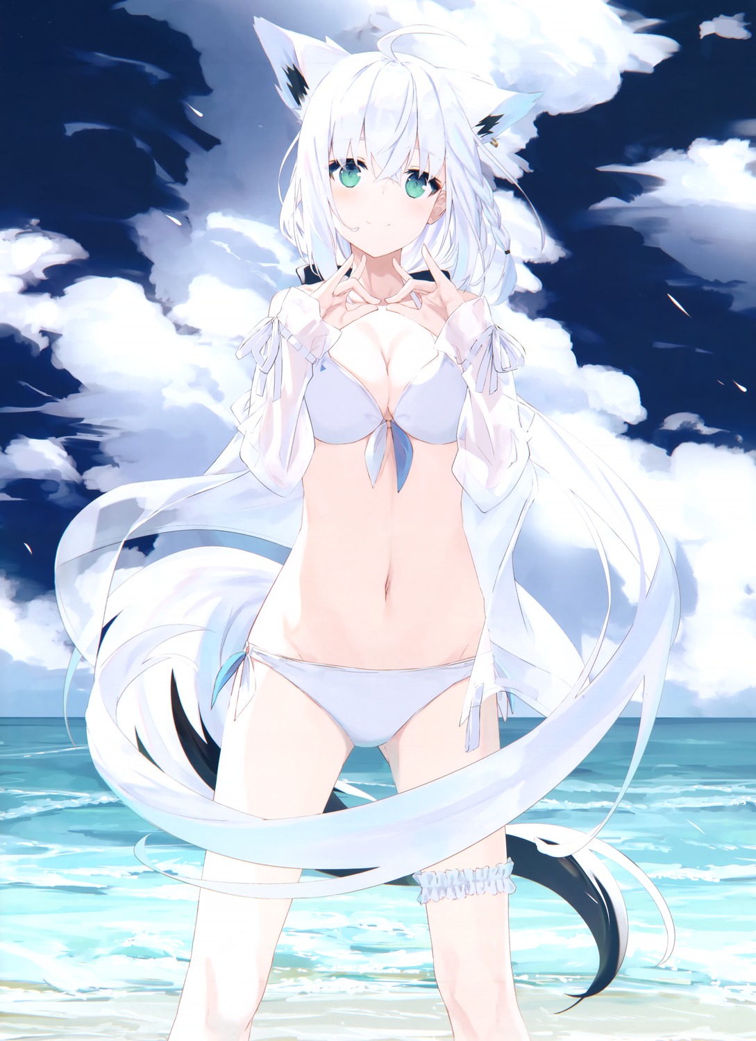 animal_ears, bikini, cleavage, garter, hololive, hololive_gamers, kitsune, nagishiro_mito