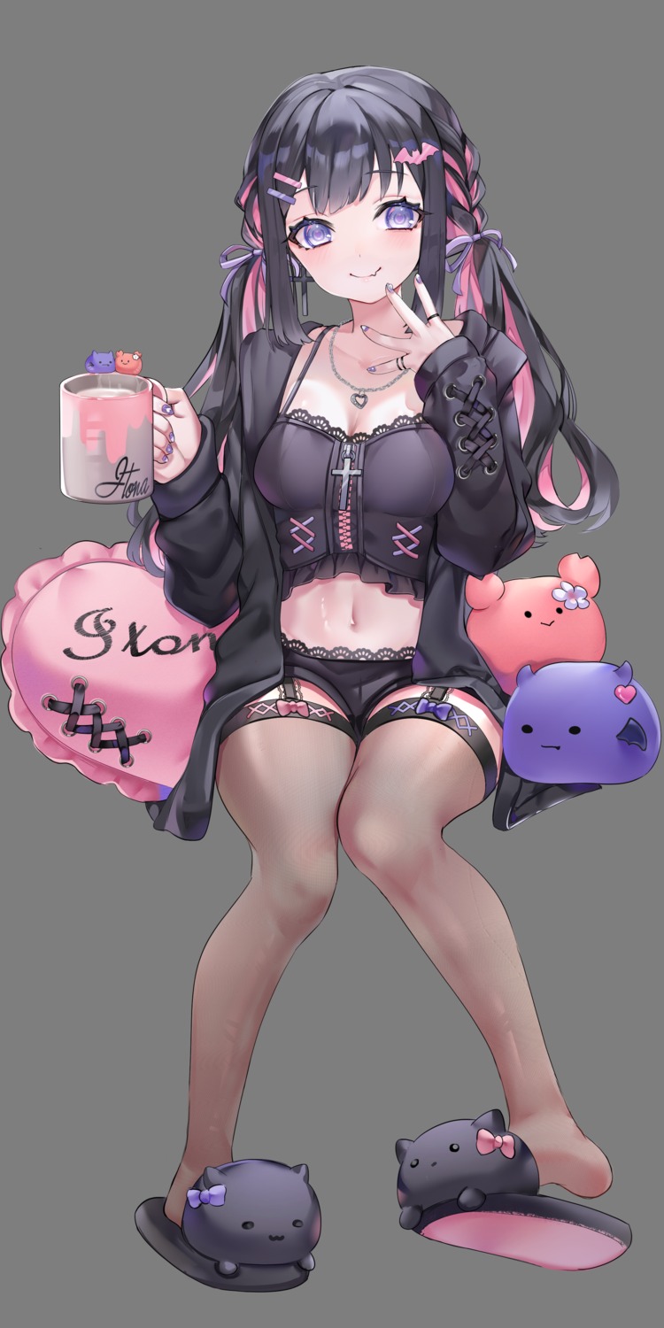 cleavage, piyokuma, stockings, thighhighs, transparent_png