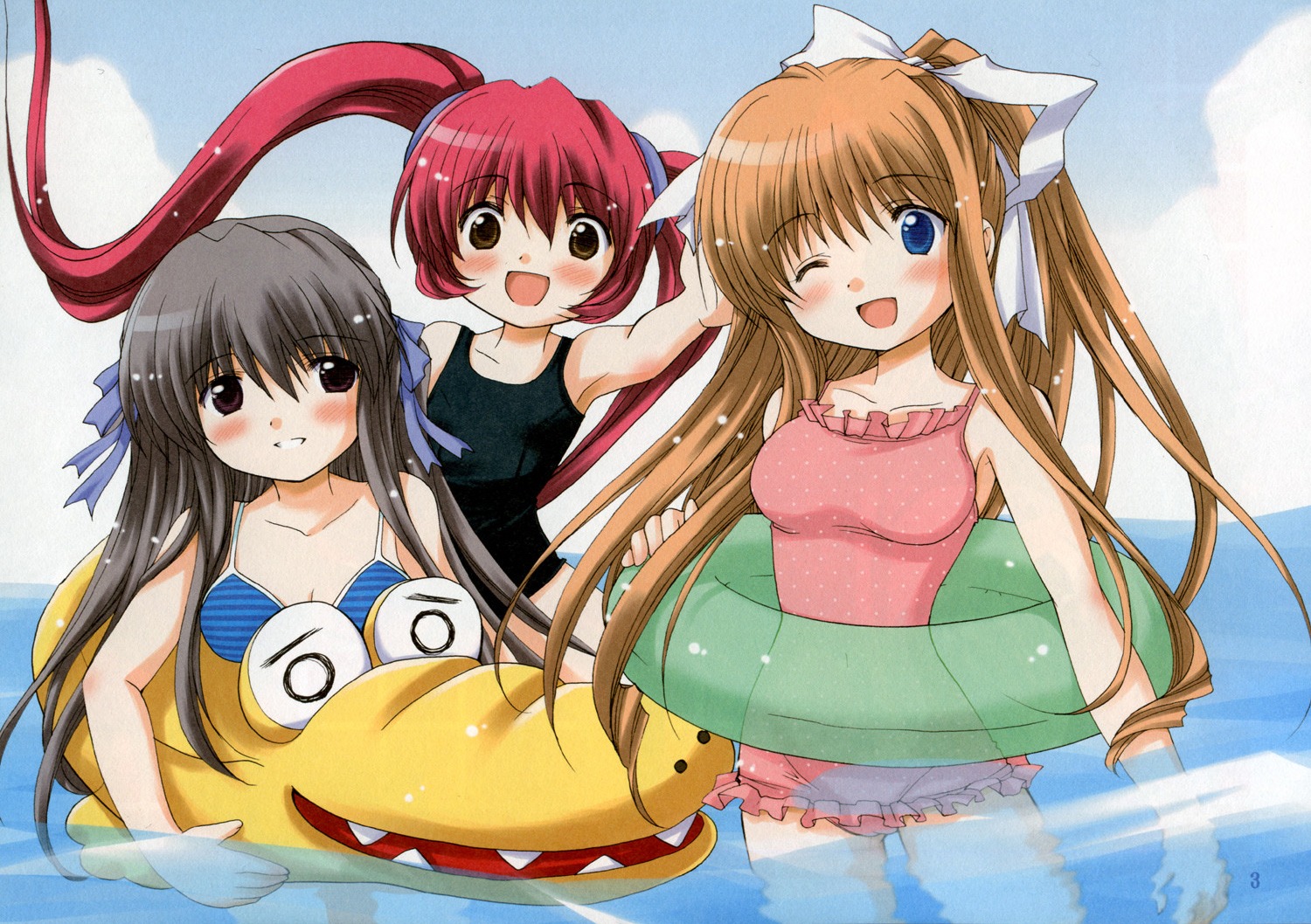 air, kamio_misuzu, michiru, swimsuits, toono_minagi